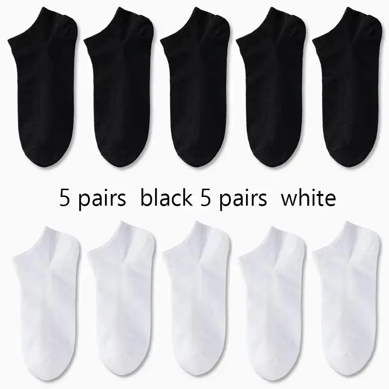5 pares de calcetines blancos + 5 pares de calcetines negros moda unisex 