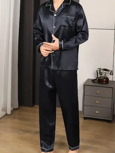conjunto para estar encasa elegante color negro con bolsillo y de dos piezas estilo confort 