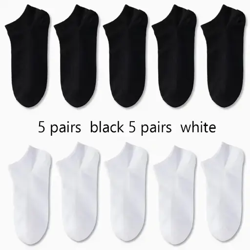 5 pares de calcetines blancos + 5 pares de calcetines negros moda unisex 